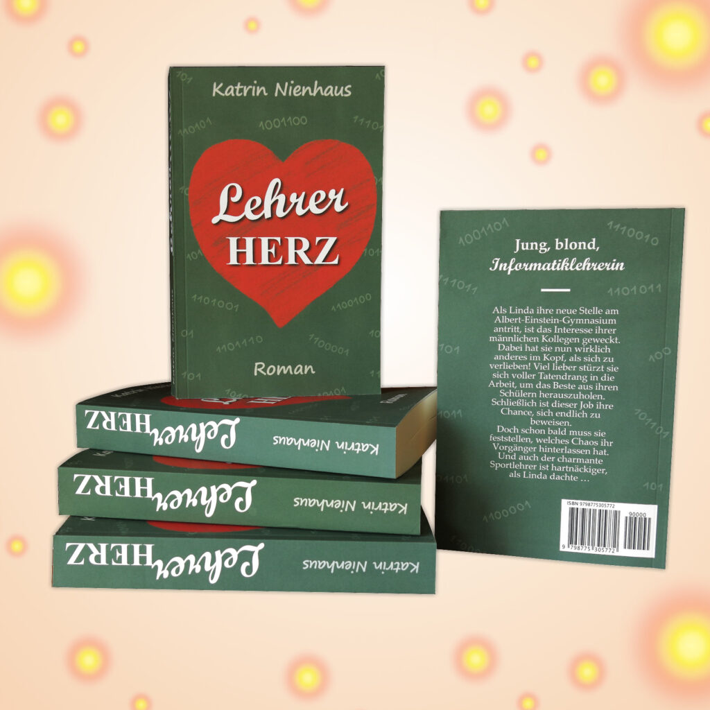 Gestapelte Exemplare des Romans "Lehrerherz" von Katrin Nienhaus